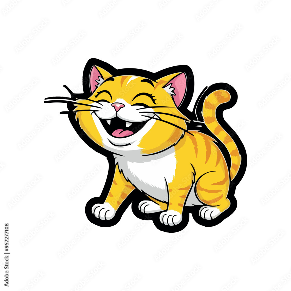Obraz premium A cheerful little cat spreading joy with its paws raised high, ready to brighten your day with happiness.