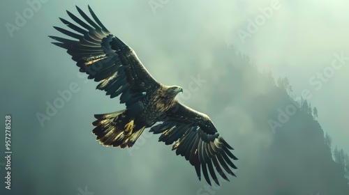 An eagle soaring majestically in the sky. Freedom concept