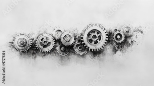 Intricate Mechanical Gears in Motion - Industrial Engineering and Machinery Concept