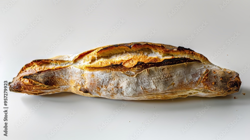 A freshly baked baguette with a crispy exterior A freshly baked baguette with a crispy exterior