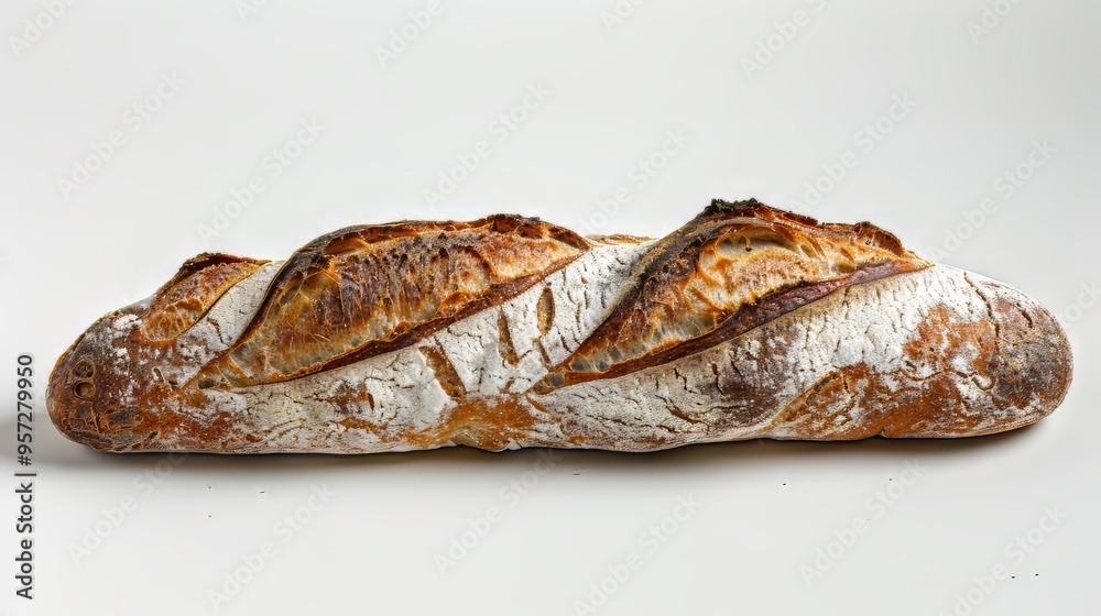 A freshly baked baguette with a crispy exterior A freshly baked baguette with a crispy exterior