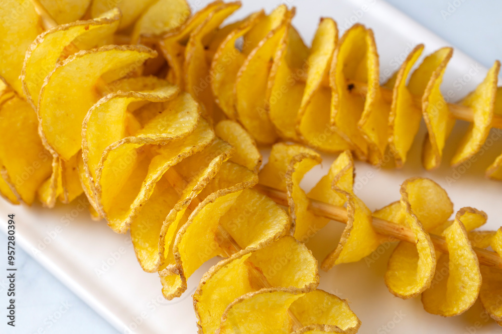 Roasted Tornado or twisted potatoes (Turkisn name; Cubukta patates)