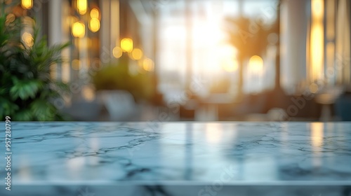 Wallpaper Mural Elegant marble surface with a warm, glowing backdrop of bright sunlight and lush greenery, creating a serene atmosphere. Torontodigital.ca