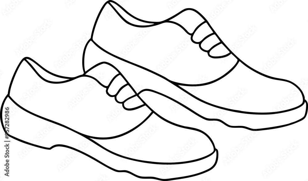 Vector Illustration of Casual Shoes in Simple Outline Style for Coloring Pages or Design Projects