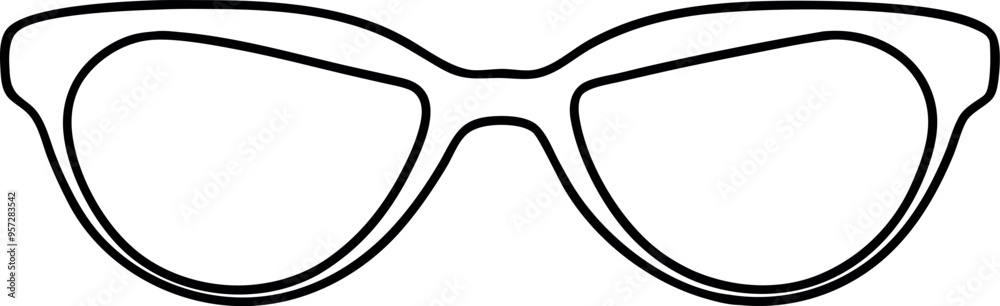 Stylish Black Cat Eye Glasses Silhouette on White Background for Fashion and Accessories Design Stylish Black Cat Eye Glasses Silhouette on White Background for Fashion and Accessories Design