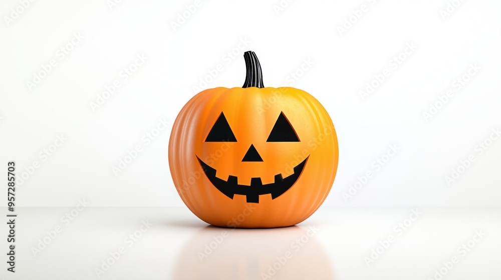 Spooky Halloween Pumpkin Lantern Silhouette Casting Ghostly Shadows on White Background Spooky Halloween Pumpkin Lantern Silhouette Casting Ghostly Shadows on White Background