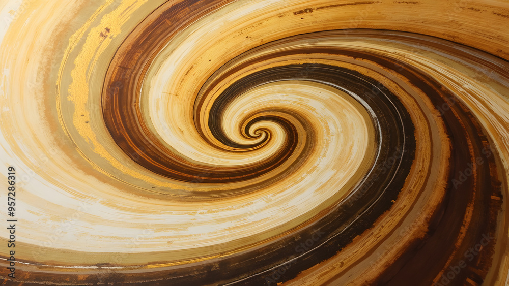 Hypnotic Spiral Pattern with Concentric Circles - A Dynamic Abstract Design in Shades of Brown Resembling Wood Grain or Stirred Liquid. Hypnotic Spiral Pattern with Concentric Circles - A Dynamic Abstract Design in Shades of Brown Resembling Wood Grain or Stirred Liquid.