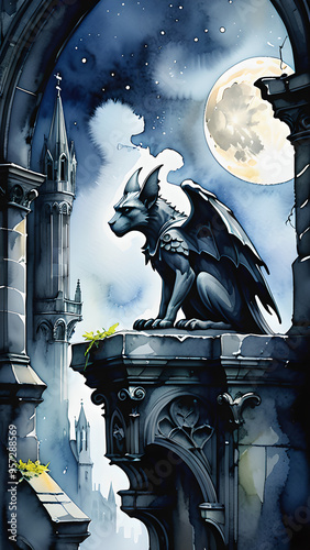 A Curious Gargoyle: Ancient Mystery and Cathedral Glow photo