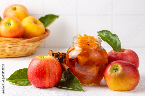 Glass jar of delicious appl...