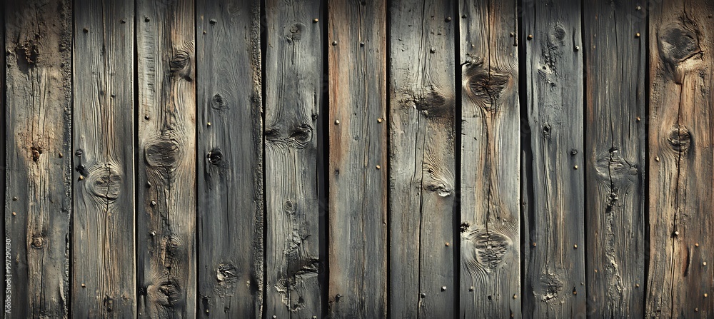 Fototapeta premium A rustic, barn wood background with a worn central text space
