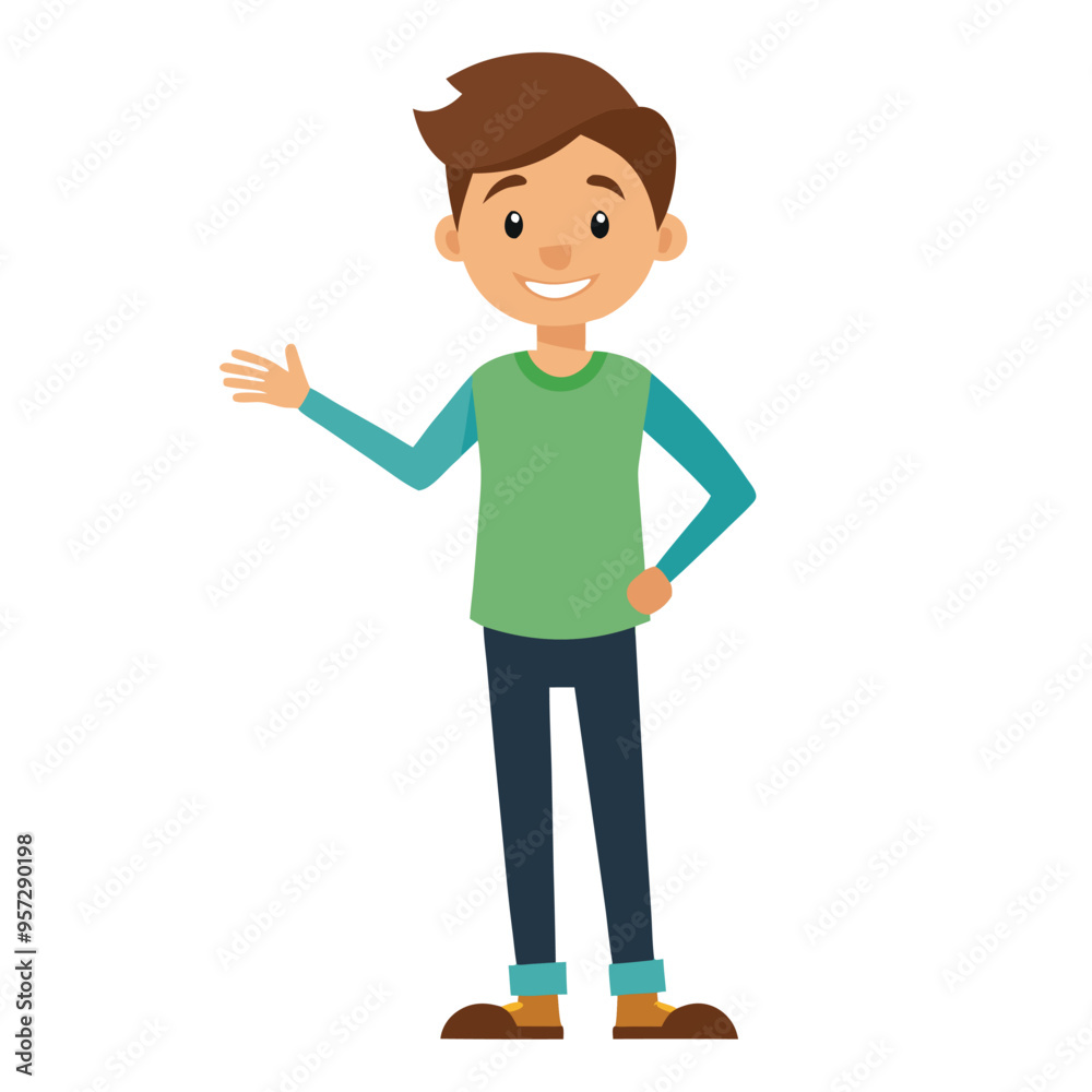 Cartoon Style Person Showing Wait Sign with Hand, Vector Illustration, Simple Character Design, Gesture Communication, Ideal for Websites, and Instructional Materials, Isolated on White Background Cartoon Style Person Showing Wait Sign with Hand, Vector Illustration, Simple Character Design, Gesture Communication, Ideal for Websites, and Instructional Materials, Isolated on White Background