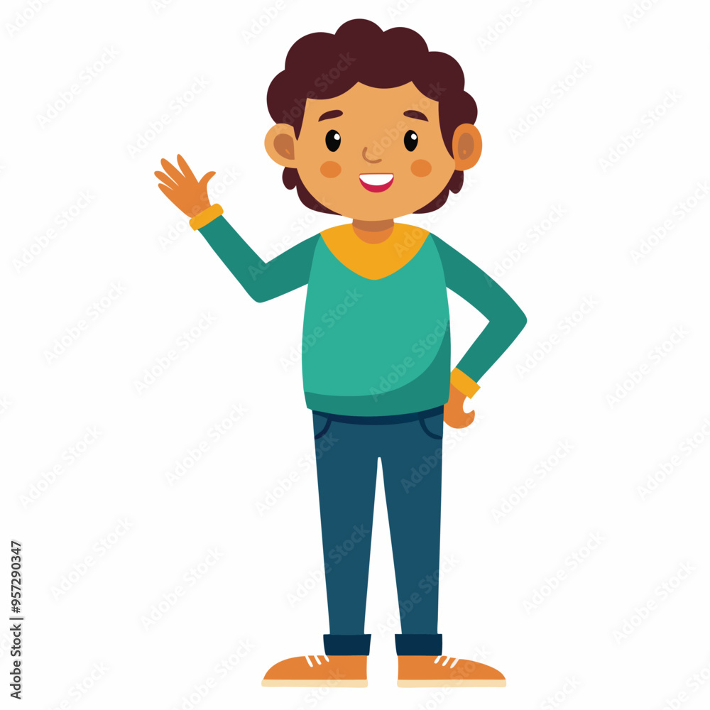 Cartoon Style Person Showing Wait Sign with Hand, Vector Illustration, Simple Character Design, Gesture Communication, Ideal for Websites, and Instructional Materials, Isolated on White Background Cartoon Style Person Showing Wait Sign with Hand, Vector Illustration, Simple Character Design, Gesture Communication, Ideal for Websites, and Instructional Materials, Isolated on White Background