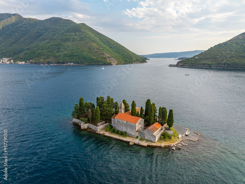 The Bay of Kotor is an amazing famous resort area in Montenegro., this is the most frequented tourist area photo