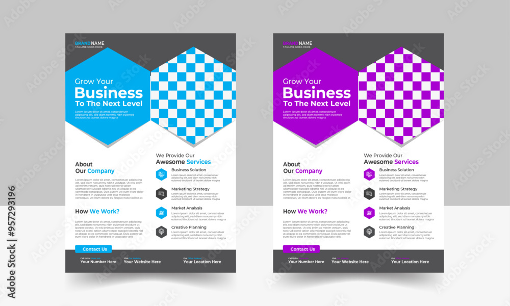 a bundle of 2 templates of different colors flyer template.