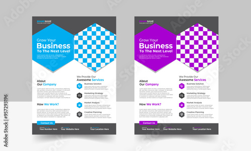 a bundle of 2 templates of different colors flyer template.