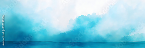 Panel kuchenny z motywem abstract watercolor blue marine ocean for textures fresh cheerful and relaxing summer concept positive and healthy tones to background or wallpaper generative ai