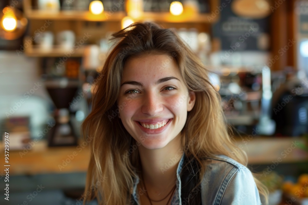 Smiling portrait of a young female barista Smiling portrait of a young female barista