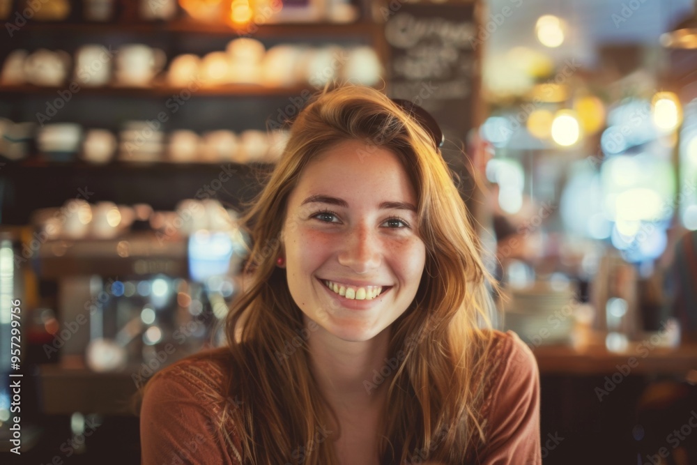 Smiling portrait of a young female barista Smiling portrait of a young female barista