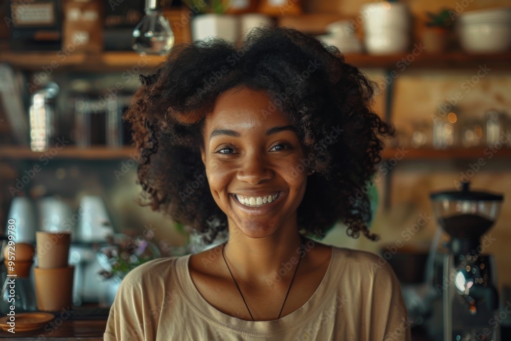 Smiling portrait of a young female barista Smiling portrait of a young female barista