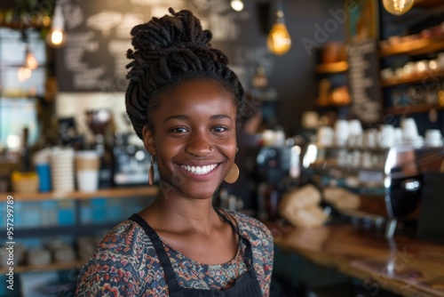 Smiling portrait of a young female barista