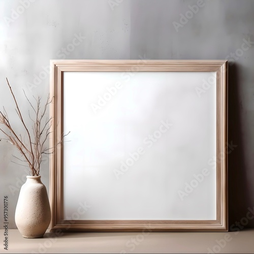 Blank white canvas in frame for mockups, posters and art illustrations, to display your artwork