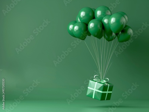 Present hanging from balloo...