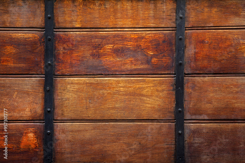 wooden surface with iron lining