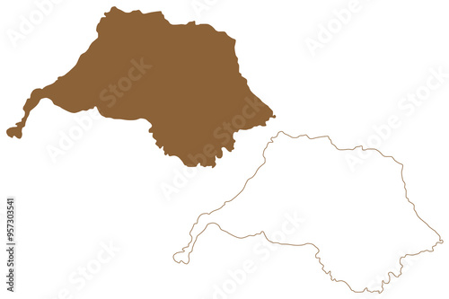 Al-Qibliyah Island (Sultanate of Oman, Indian Ocean, Khuriya Muriya Islands) map vector illustration, scribble sketch Al Qibliyah map
