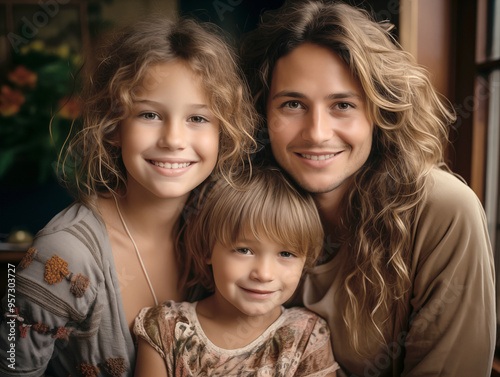 A happy smiling family	
