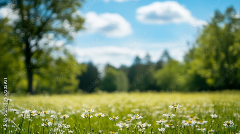 Fototapeta premium Serene Meadow with Wildflowers