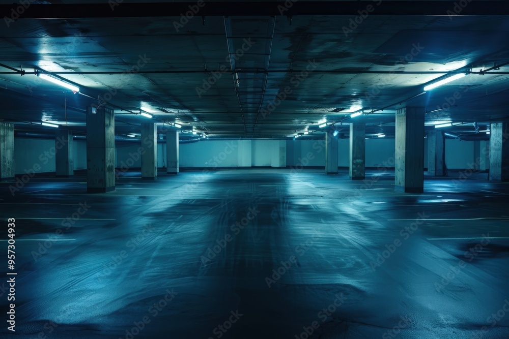 A parking lot with no cars in it, generative ai image A parking lot with no cars in it, generative ai image
