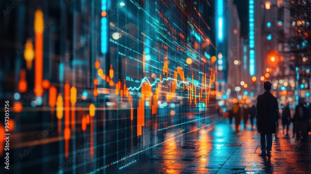 Fototapeta premium A visualization of stock market diversification with different sectors represented