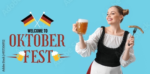 Octoberfest waitress with b...