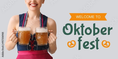 Octoberfest waitress with b...