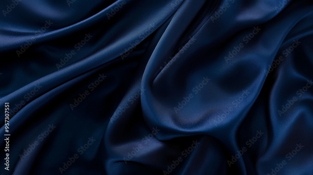 Fototapeta premium Luxurious Navy Blue Silk Fabric