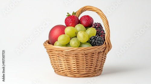 Wallpaper Mural Vibrant Basket of Fresh Healthy Fruits - Nutritious Variety on White Background for Balanced Diet Concept Torontodigital.ca