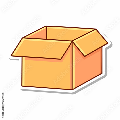 Sticker design empty box opened on a isolated white background (2)