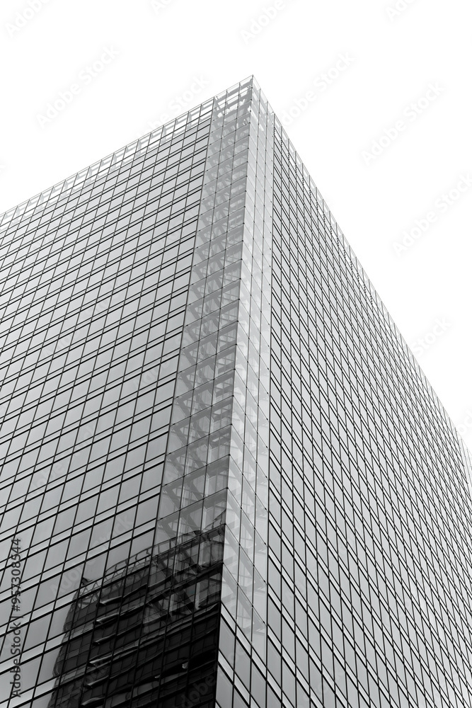 Fototapeta premium Black and white detail with a modern office building. Abstract photography