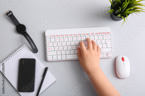 Female programmer using com...