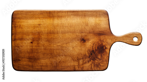 Wooden board on transparent white background