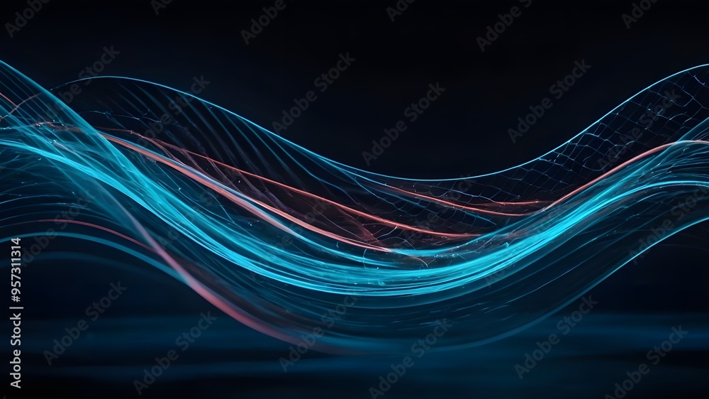 Wave Background with Elegant Blue Neon Wave Effect, Premium Design for Wallpaper, Banner, Poster Wave Background with Elegant Blue Neon Wave Effect, Premium Design for Wallpaper, Banner, Poster