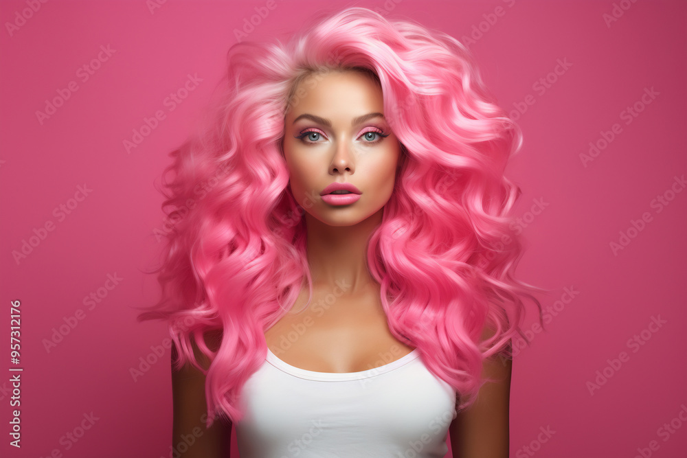 Stylish woman with curls and mouth opened Stylish woman with curls and mouth opened