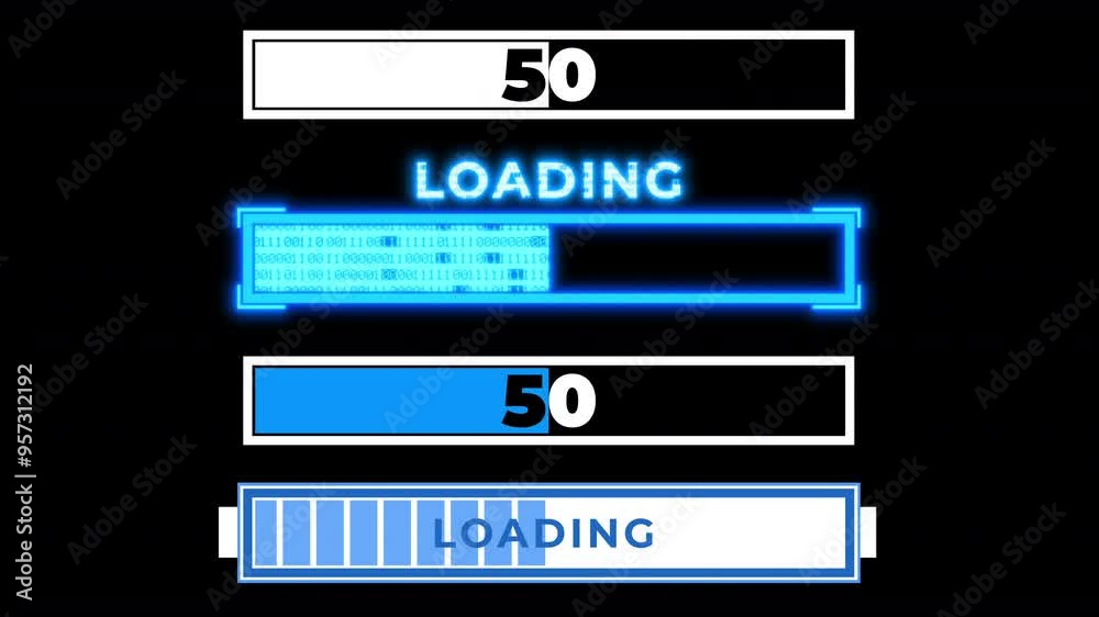 Loading bar elements. 4 in 1 set. Uploading progress with percentage numbers Loading bar elements. 4 in 1 set. Uploading progress with percentage numbers