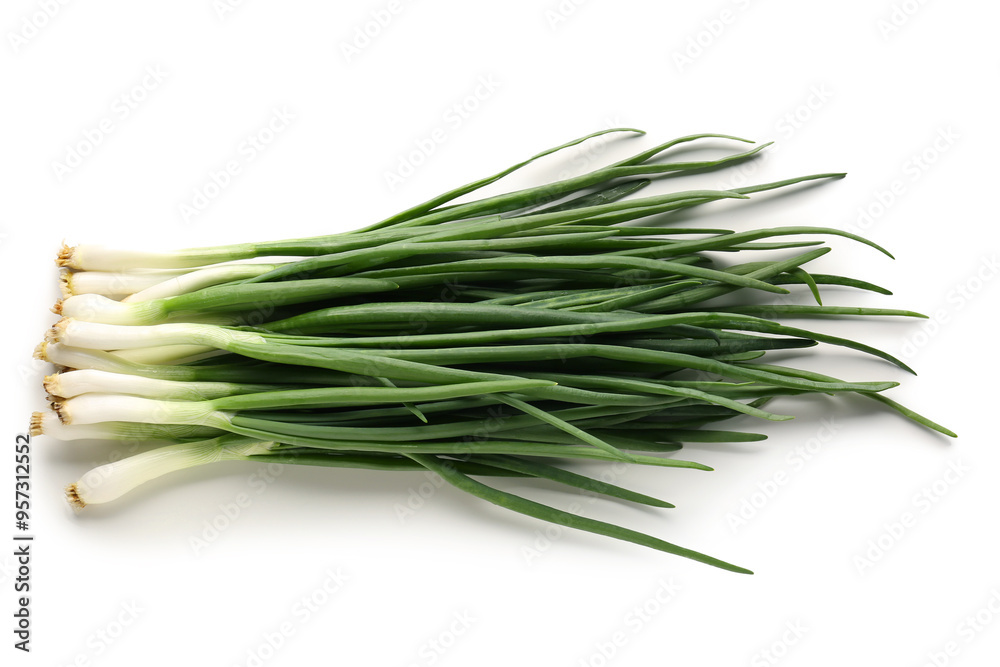 Fresh green onion on white background Fresh green onion on white background