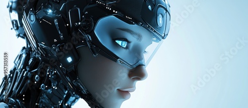 3D artistic depiction of a female cyborg character