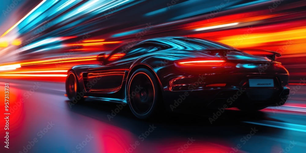 Abstract Light Patterns from Moving Sports Car Abstract Light Patterns from Moving Sports Car
