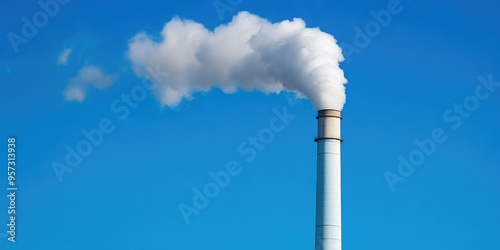 Blue Sky and Power Plant Smoke Stack