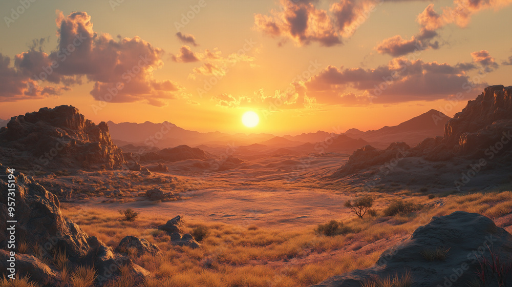 saharian landscape at sunset saharian landscape at sunset