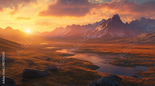 saharian landscape at sunset