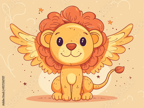 Majestic Wings of Courage: A Lion's Triumph Over Adversity